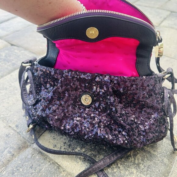 Authentic JUICY COUTURE Mini Traveler Crossbody Bag Sequin Purple (MRSP $65) - Picture 14 of 14